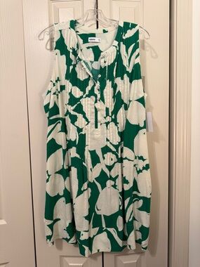 Sonoma Green and White Abstract Sleeveless Dress NWT PXL